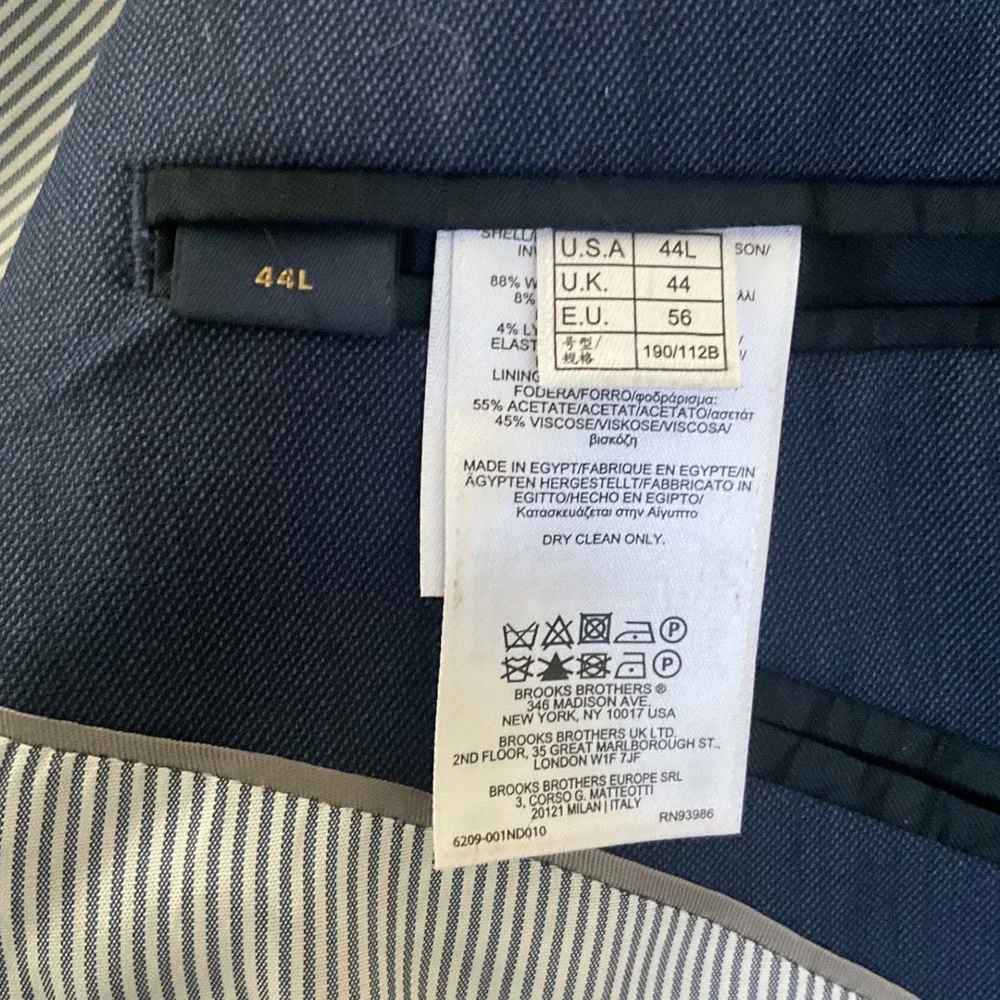 Brooks Brothers Explorer Regent Fit Wool Silk Stretch Blue Blazer 44L Jacket